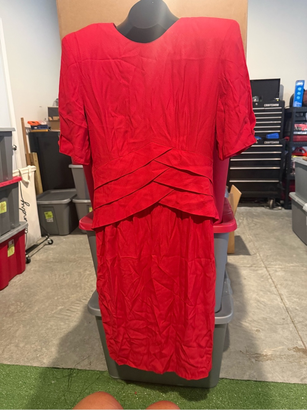 Red Women's Layered Peplum Dress 100